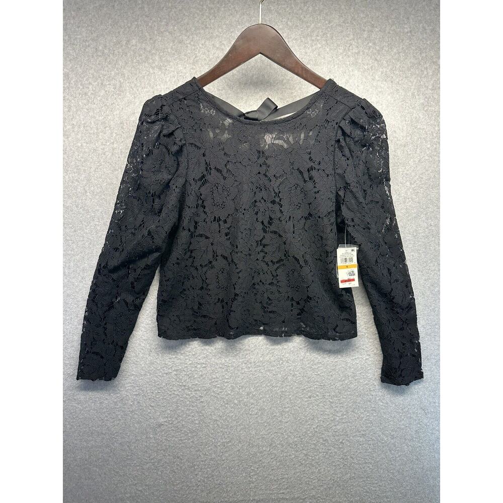 1. State Womens Blouse Size Small Black Floral Long Sleeve NWT